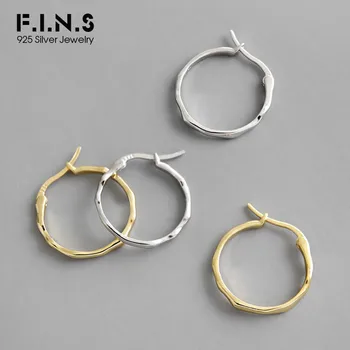 

F.I.N.S Korean S925 Sterling Silver Earrings INS Two-tone Simple Irregular Round Hoop Earrings Silver Earings Fashion Jewelry