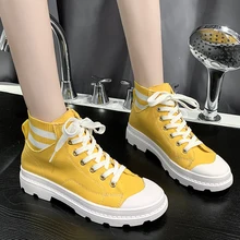 Высококачественная классическая женская парусиновая обувь; Новинка года; сезон осень; женская обувь на плоской подошве с высоким берцем; женская прогулочная обувь; E16-36