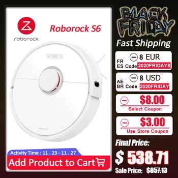 

Roborock S6 Robot Vacuum Cleaner Home Automatic Sweeping Dust Sterilize Smart Planned Washing Mopping Robot