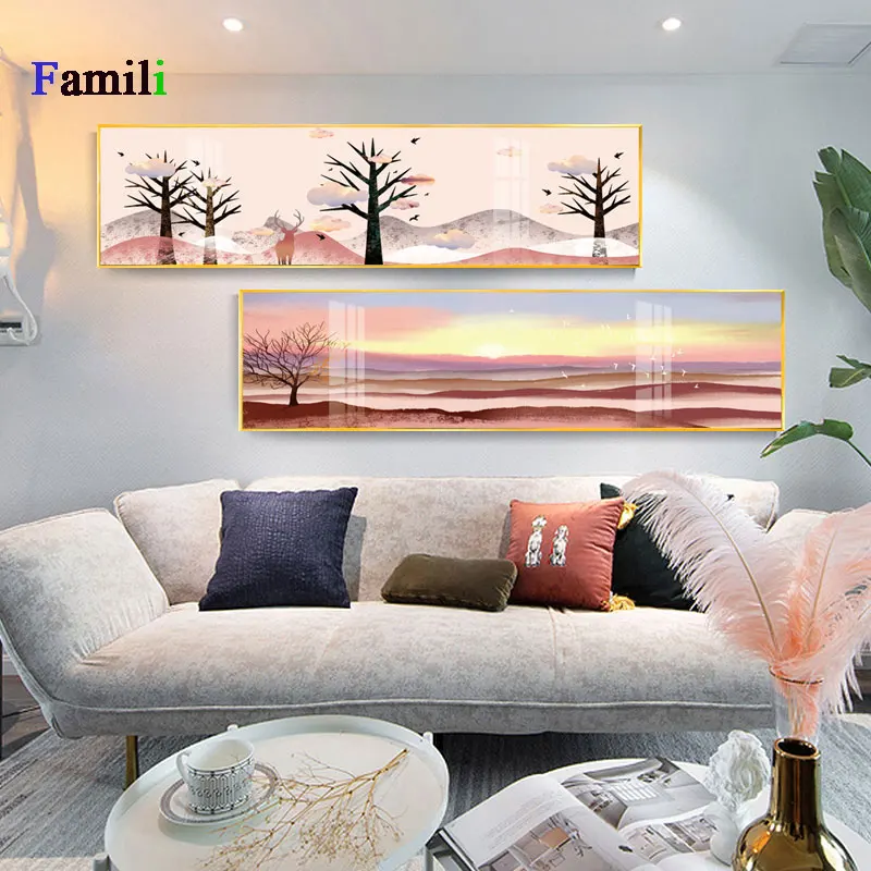 Abstract Banner Bedside Pink Golden Canvas Painting Posters And Print Modern Wall Art Picture For Living Room Bedroom Home Decor | Дом и сад
