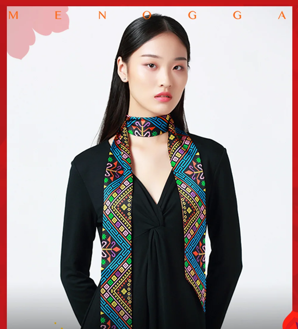 MENOGGA Шелковый тонкий шарф 2019 Роскошный дизайнерский Schals в этническом стиле ретро Благородный многоразовый шарф для волос для женщин