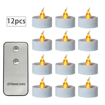 

12pcs Flickering LED Candle Lights with Remote Control Flameless Electric Tealight