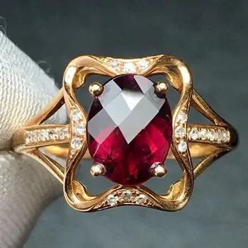 

Rubillite Ring Fine Jewelry Pure 18 K Gold Natural Rubi Tourmaline 1.6ct Gemstone Diamond Gift Female Rings for Women Fine Ring