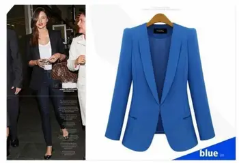 

Woman Office Work Black Blazer Ol Lady Blue Long Sleeve Notched Collar Outwear Female Coats Plus Size S -4xl