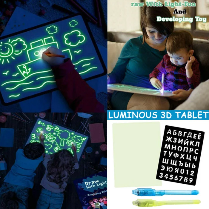 Рисование с светильник Забавный блокнот для письма развивающая игрушка Рисование доска для рисования для детей JLRL88