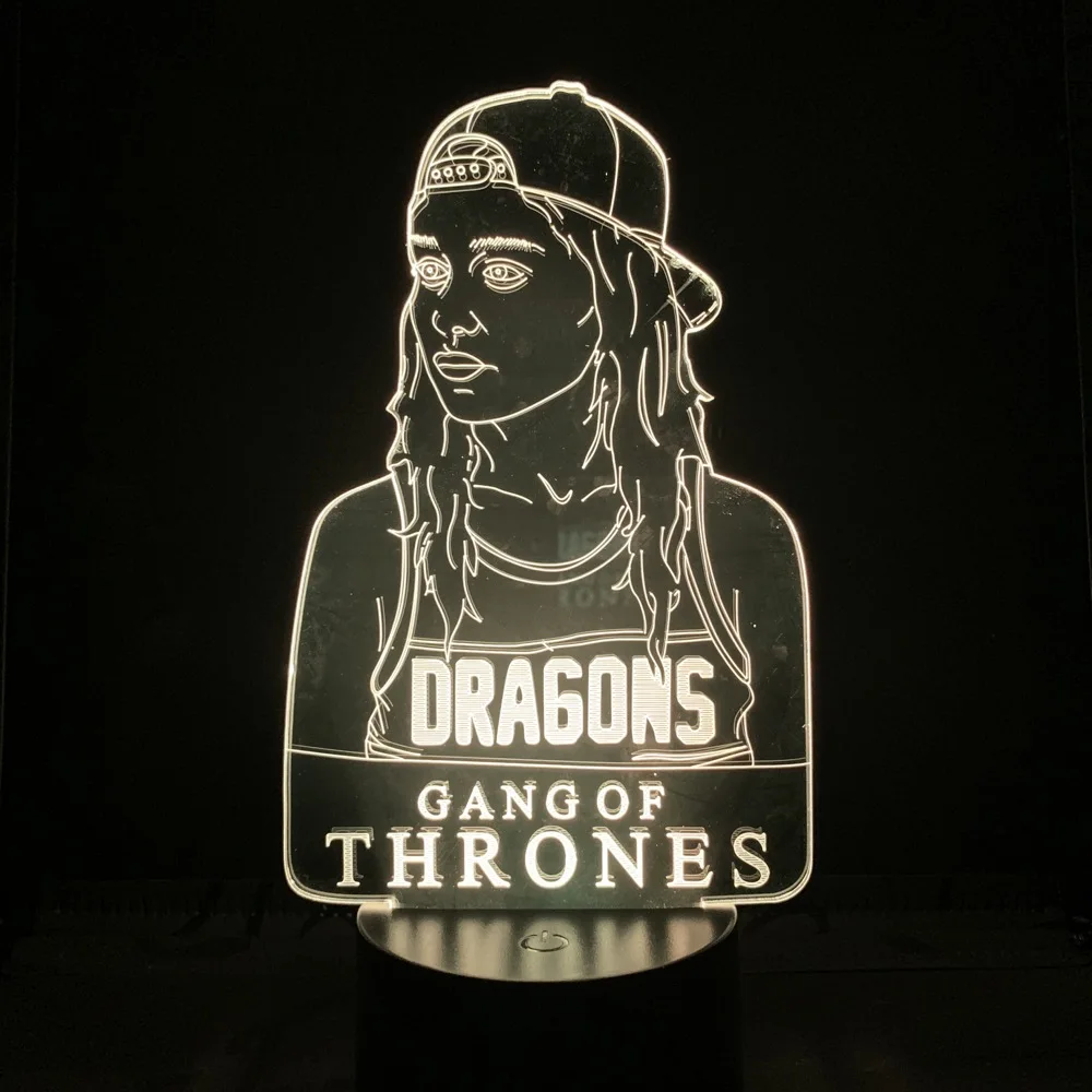 Led Night Light A Song of Ice and Fire Daenerys Targaryen Stormborn Dragon Queen 3d Optical Colorful Desk USB Dropship 3d Lamp