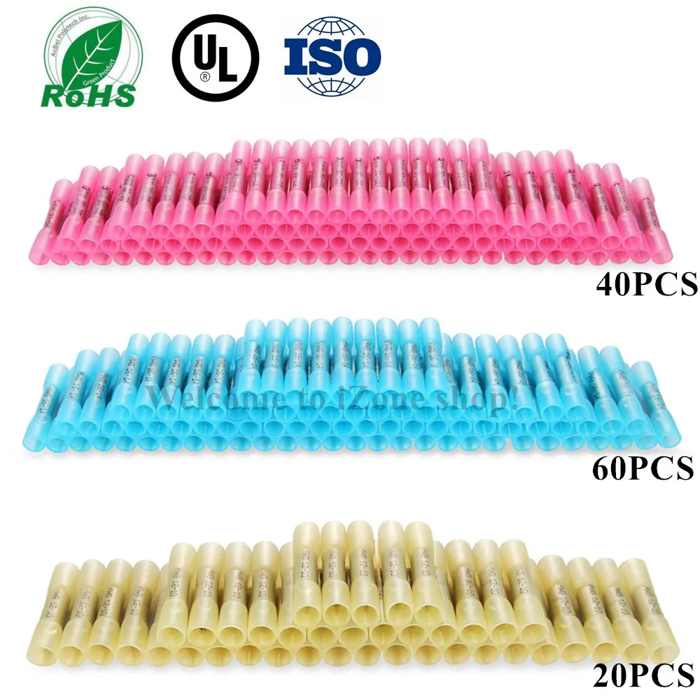 

120/100Pcs Set Heat Shrink Wire Connectors Solder Sleeves Waterproof Fast Butt Connector Terminals Shrink Terminal