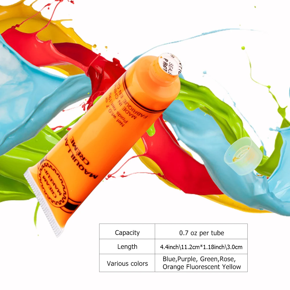 6Pcs/Set Body Art Paint Night Fluorescent Body Paint Glow In Dark Body