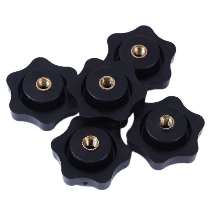 

5PCS M5 Plum Bakelite Hand Tighten Nuts Handle Thread Star Mechanical Black Thumb Nuts Clamping Knob Manual Nuts