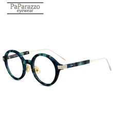 Ретро Ацетат круглые очки оправа Япония металлические женские оптические очки в оправе Рецептурные очки близорукость очки oculos de grau