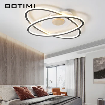 

BOTIMI 2 Rings Elliptical LED Ceiling Light For Living Room Gray Black Surface Mounted Bedroom Lamps Art DECO Home Lighting