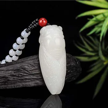 

Good Chinese Exquisite Hetian White Jade Hand-Carved Pendant (cicada)