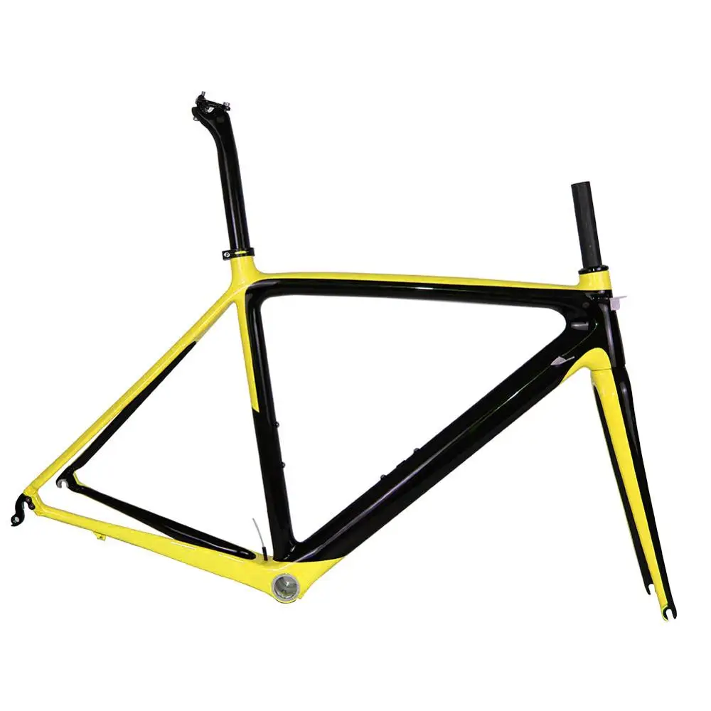 Spcycle 700C шоссейный углеродный руль велосипеда BSA гоночный дорожный руль для велосипеда, углеродный рама вилка стойка сиденья Размеры 50/53/55 см Гарантия 2 года - Цвет: Yellow Color