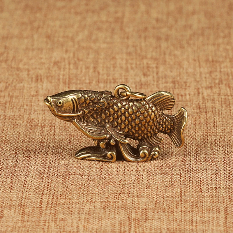 fish figurines keychain pendant brass (3)