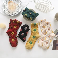 

5 Pairs Women Vintage Ethnic Floral Cartoon Socks Kawaii Casual Female Cotton Sock Hosiery Streetwear Harajuku Crew Sock