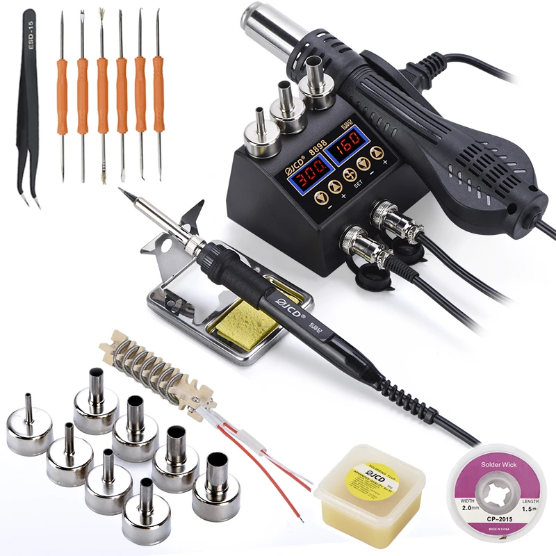 JCD 2 in1 Double Switch Control Soldering station LCD Digital Display BGA SMD Soldering Rework Station Welding Repair Tools 8898 afbeelding