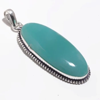 

Genuine Amazonite Pendant Silver Overlay over Copper , Hand made Women Jewelry Gift