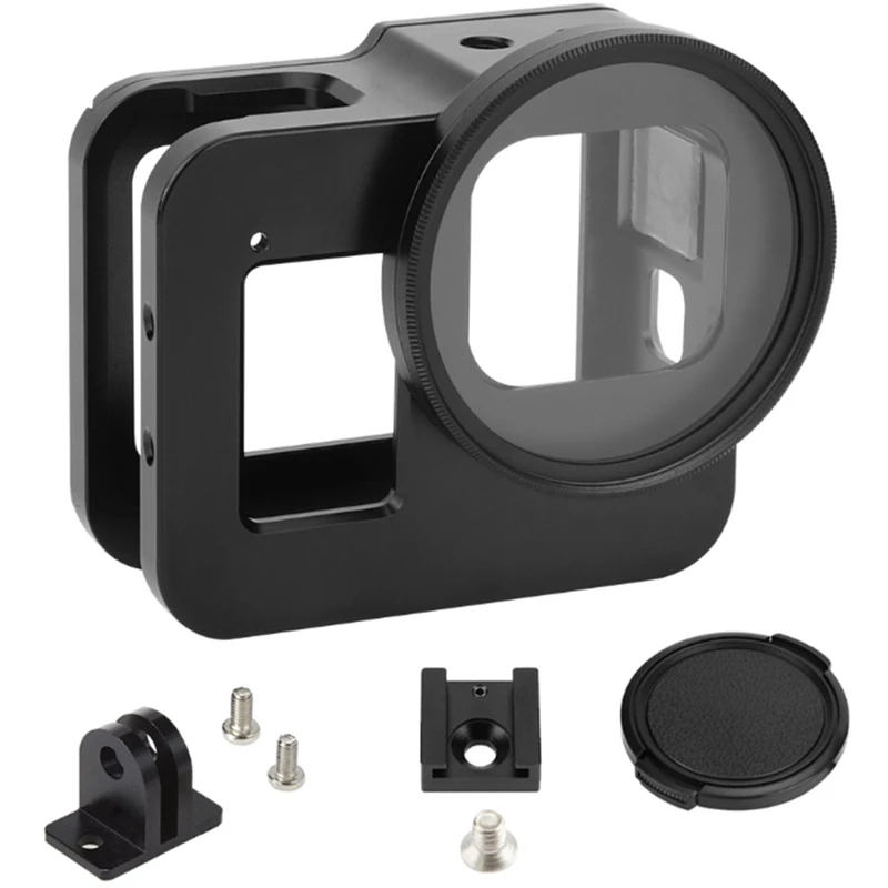 

Aluminum Alloy Protective Case for GoPro Hero 8 Black Metal Frame Cage + UV Lens Filter for Go Pro 8 Camera Accessories