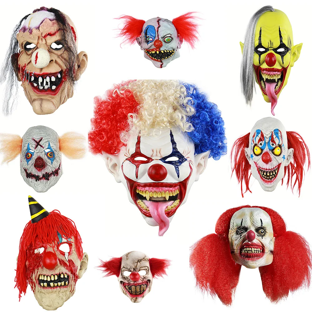 

Halloween Horror Latex Mask Scary Dressing up Props Demon Clown Mask New Style Crazy Bleeding Mask