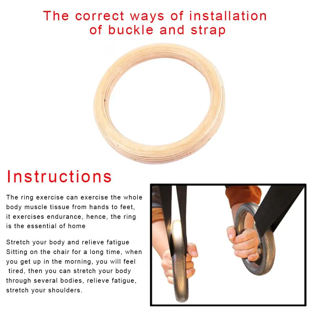 Professional Wood Gymnastic Rings 28/32 Mm Gym Rings With Adjustable Long Buckles Straps Workout For Home Sports Cross Fitness
