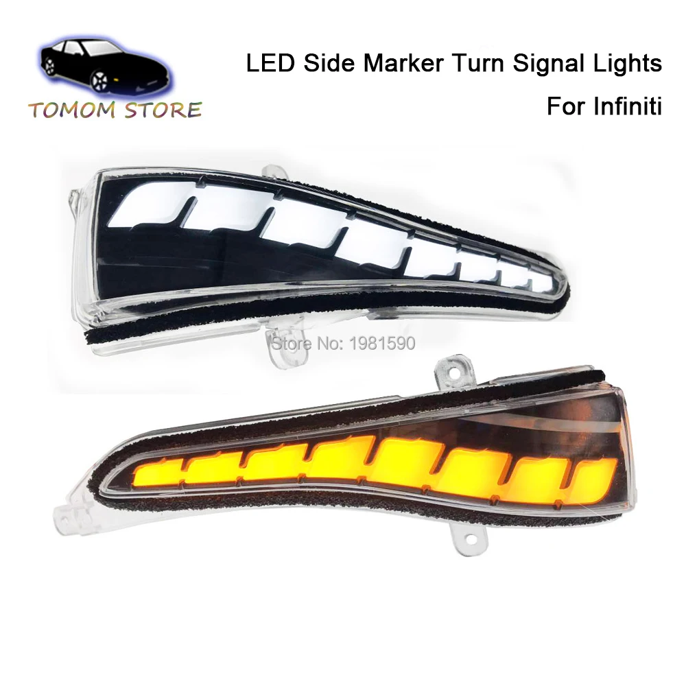 DUNTUO Side Mirror Light Led Turn Signal Dynamic Sequential Blink Car Lights Running Indicator Marker Lamps for Infiniti Q50 Q60 Q70 QX30 QX50 QX60 QX70 Left Right Assembly Smoked Lens 