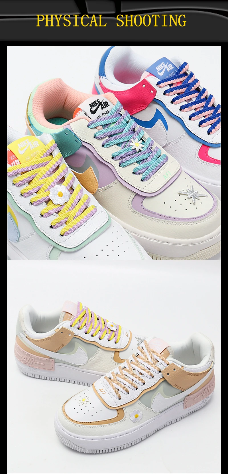 Zweifarbige flache Schnürsenkel für Sneaker, weiße Schnürsenkel, Präzisionsweben für AF1-Schnürsenkel, Freizeitschuhe, Zubehör, 1 Paar – Detail 7