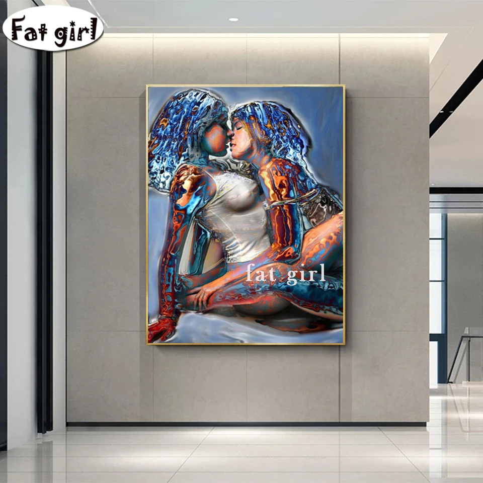 Diy Diamond Painting Abstract Sexy Couple 5D Cross Stitch Rhinestone Love Kiss Pictures Mosaic Embroidery Gift Bedroom DeArt | Дом и сад