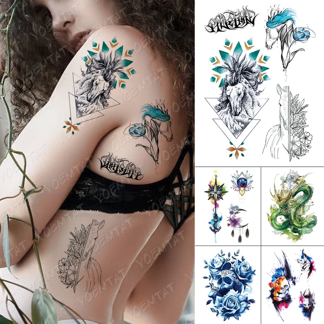 Waterproof Temporary Tattoo Sticker Color Dreamcatcher Feather Butterfly  Style Fake Tatto Flash Body Art Tatoo For Men Women - Temporary Tattoos -  AliExpress