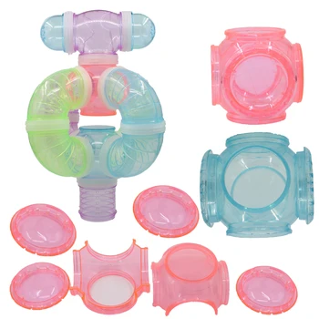 

2019 New Hamster six-through tunnel fittings Transparent acrylic cage Hamster Accessories cheap Small pet toys supplies 4/Plug