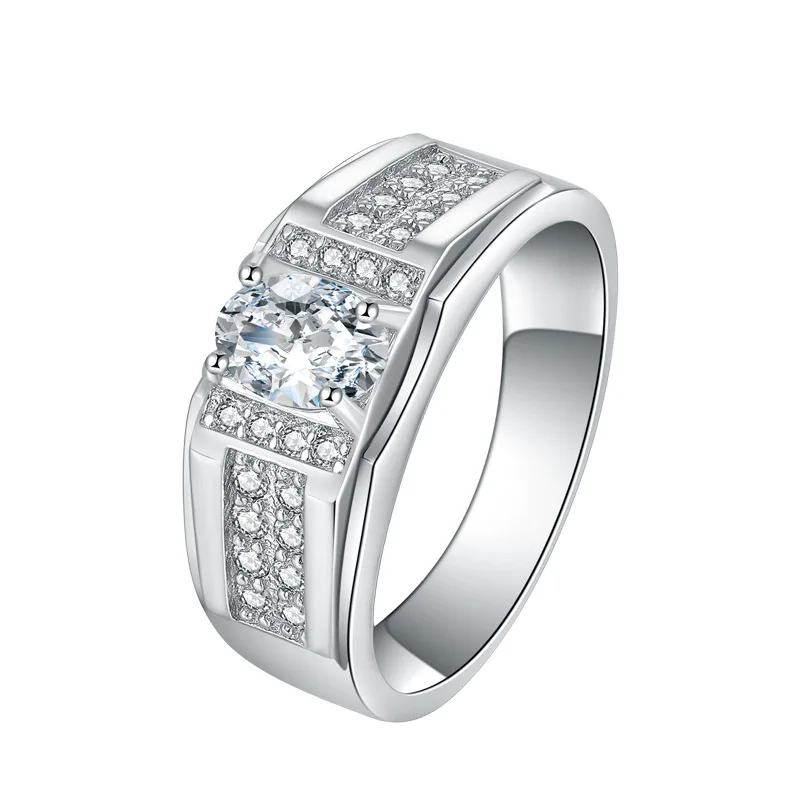 

Luxury 925 Sterling Silver Wedding Band Eternity Ring for Men Ladies Big Finger Party Anniversary Gift with Box Jewelry