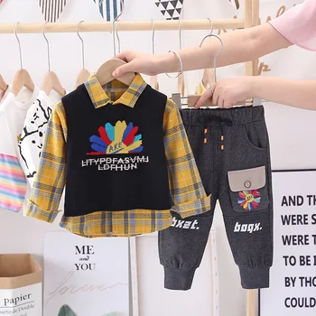 

Baby Autumn Suit Boy Girl Clothing 3Piece Set 2020 Sweater Baby Children's Outfit Trendy Kids Clothing