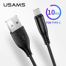 USAMS 10Pcs/Lot 1M ประเภท C โทรศัพท์มือถือสายสำหรับ Huawei Honor Samsung S9 Xiaomi redmi 2A Fast Charging Data Cable