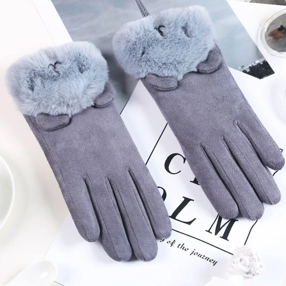 Новинка, зимние Мультяшные перчатки для девочек, ветрозащитные перчатки для женщин, теплые перчатки для улицы, бархатные перчатки