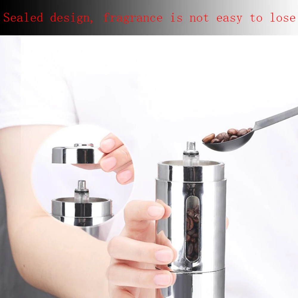 Портативная ручная кофемолка коническая мельница для заусенцев нержавеющая