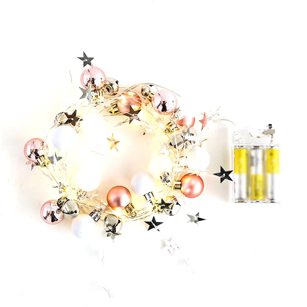 

New Silver Copper Wire White Christmas Ball Bells String Lights Led String Christmas Wedding Outdoor Decoration Belt