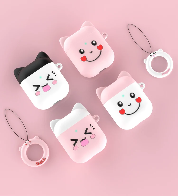 

Cute Cartoon Cat Smile Face Cases For Airpods 2 1 Headphone Silicone Cover For Apple Air Pods 2 1 Bluetooth Wireless Earphone