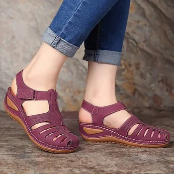 

2020 Summer Woman Sandals Women Hook Loop Wedges Ladies Hollow Out Breathable Shoes Female Sewing Women's Footwear Plus Size