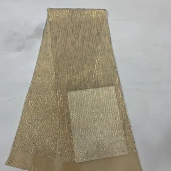 

Beautiful polyester silk thread gold glitter embroidery lightning effect / dress wedding party fabric