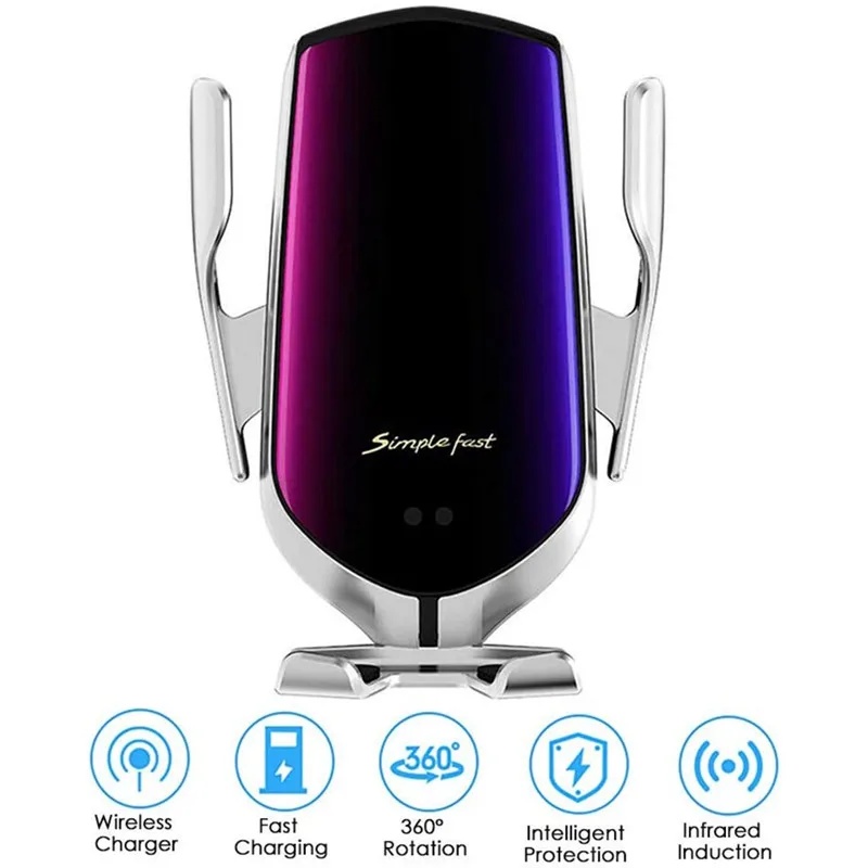 10W Car Wireless Charger R1 Automatic Clamping Smart Infrared Sensor GPS Air Vent Mobile Phone Holder for Iphone Samsung Huawei | Мобильные