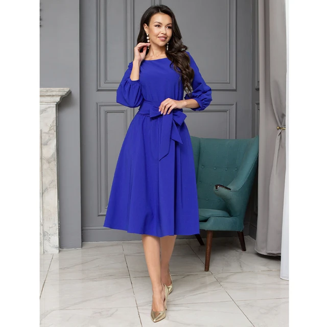 US $11.54 Bandage Party Dress Vintage Bow Tie Women Dress Ladies Lantern Sleeve o Neck Elegant Dress Autumn F