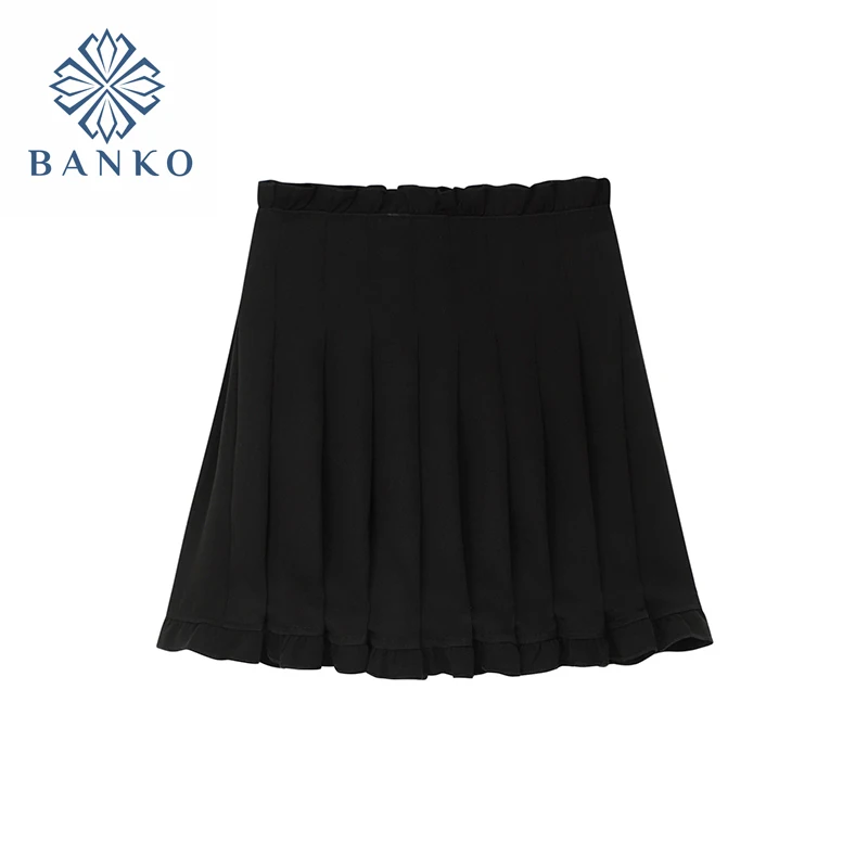 Женская плиссированная мини-юбка с высокой талией кружевная разрезом в