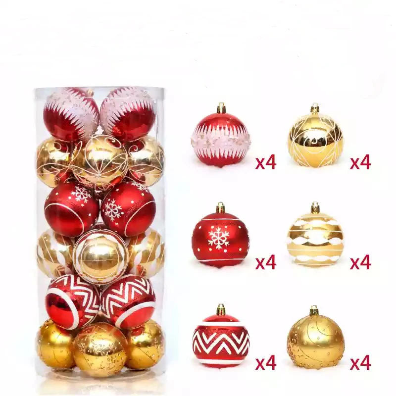 Red Gold 24 шт./компл. 6 см рождественские декорации шариками елочные украшения картина подвесные шары для окна дома вечерние Декор - Цвет: Red Gold