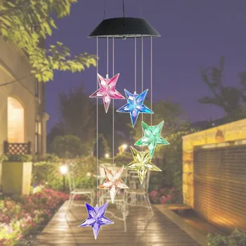 

Creative Star LED Solar Wind Chimes Light Color Change Classic Durable Practical Multi-functional Decorative Hanging Lamps