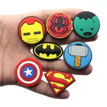 1pcs Super hero characters PVC Shoe Charms DIY Cartoon Avatar Shoe Aceessories Fit croc Clogs Decorations kids X-mas Gifts jibz