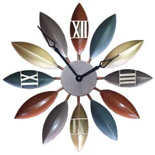 16-Inch American-Style Black And White with Pattern Square Steel Metal Ultra-Fine Roman Numerals Electronic Iron Art Wall Clock