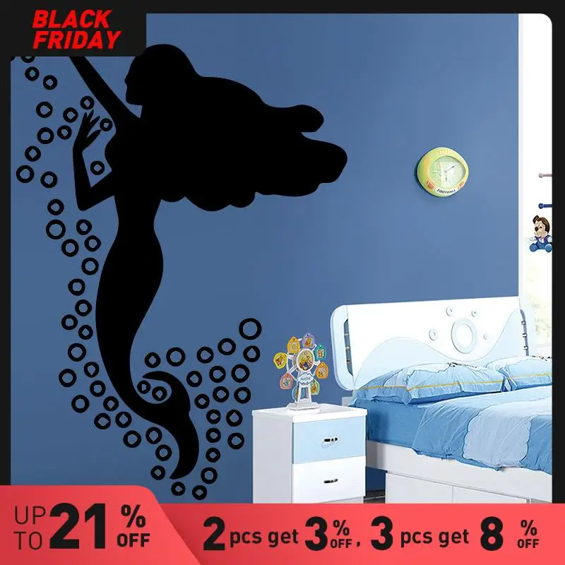 Виниловая наклейка маленькая русалочка для спальни|nursery room decoration|room decorationmermaid wall