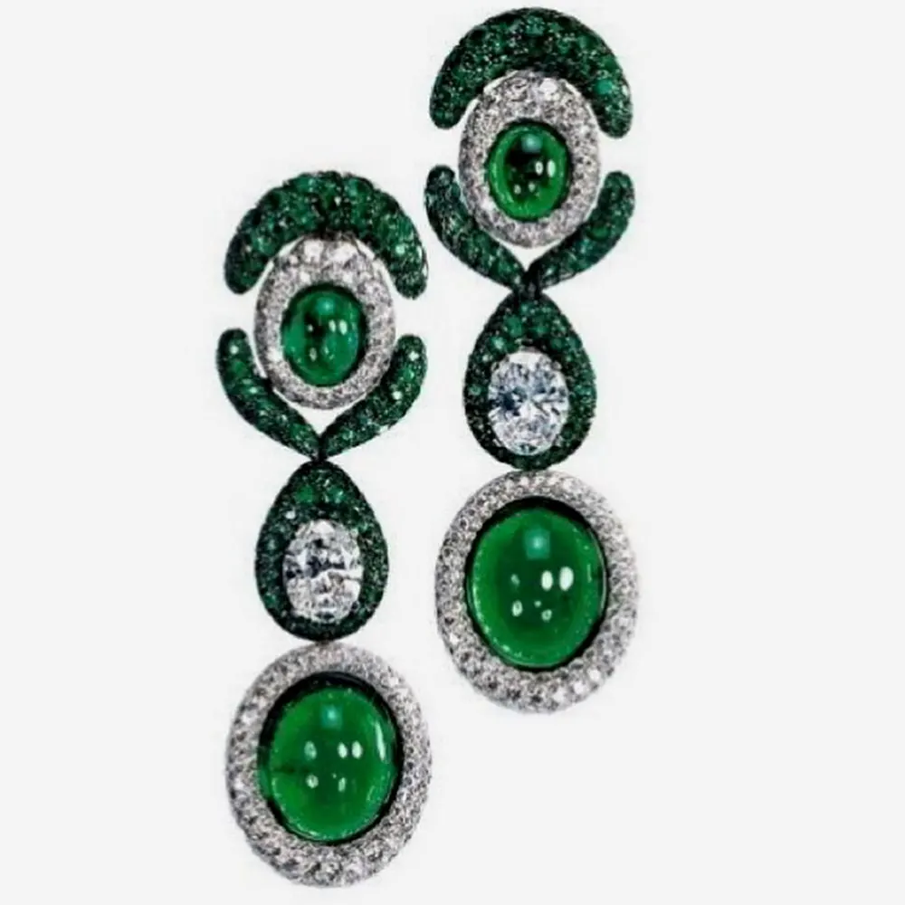 GODKI NEW Luxury Green Waterdrop African Earring For Women Wedding Party Indian Dubai Bridal Jewelry boucle d'oreille femme Gift