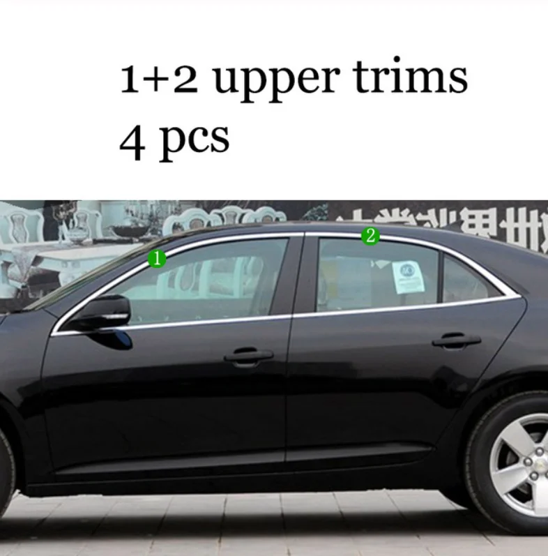 4 pcs trims Нержавеющая сталь окна автомобиля планки для chevrolet malibu 2013 8th поколения Holden Malibu - Цвет: 4 pcs trims