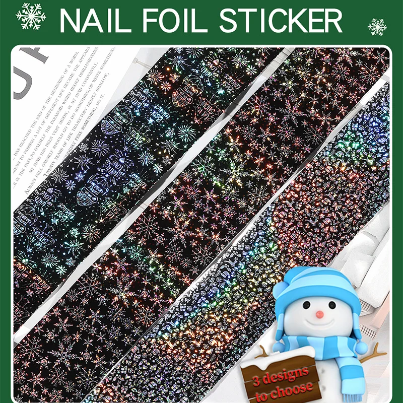 10 rolls/box Christmas nail foil transfer sticker decals snow sliders for nails art designs manicure snowflake decorations 2