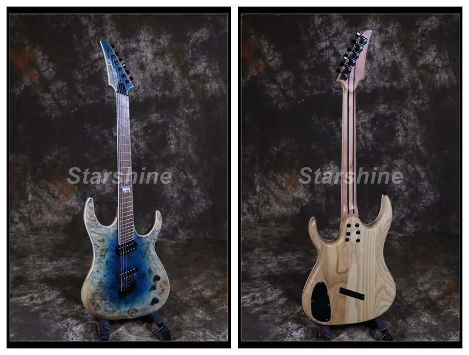 7 Strings Electric Guitar XYS-700 Burl Top Locking Tuner ASH Body .Stain Finish Thru | Спорт и развлечения